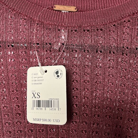 Free People H2O Crew Pullover Raw Garnet Size XS NWT - Picture 4 of 5